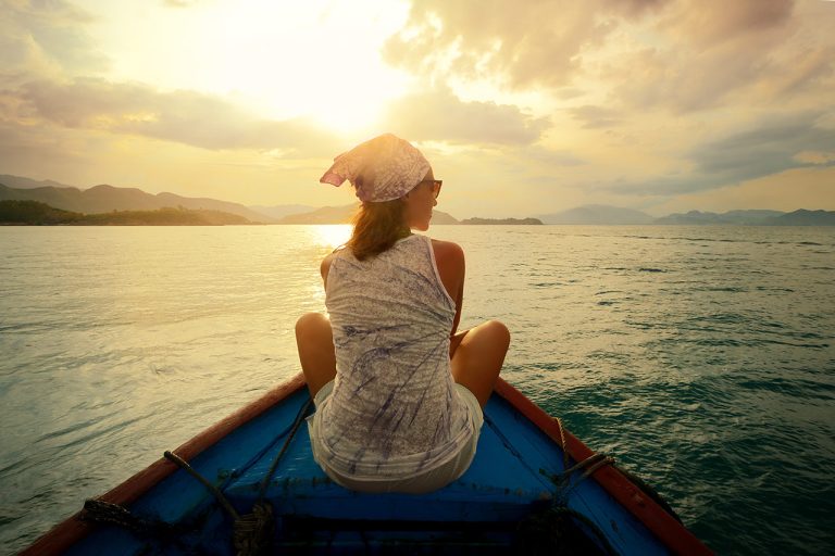 a girl on the ocean